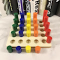Pikkukuva 4 / 4: Puinen lajittelulelu pinoamispeli Värilliset geometriset palikat Montessori aistihavaintolelu 25pcs A