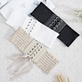 Miniatyrbillede 5 af 5: Dames Talje Stretch PU Læder Wrap Snøre Høj Talje Style Bælte Black
