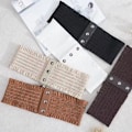 Miniatyrbilde 3 av 3: Kvinners midjebånd stretch PU skinn wrap blonder opp høy midje stil belte Beige