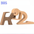 Miniatyrbillede 1 af 4: Par Hunde Træ Skulptur Home Decor Træ Håndværk Statue Carving Ornamenter 6