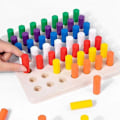 Miniatyrbillede 4 af 5: Træsortering Legetøj Stablet Spil Farvede Geometriske Blokke Montessori Sensorisk Legetøj 49pcs