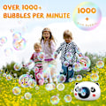 Miniatyrbild 2 av 5: Bubbelmaskin för barn, automatisk bubbelblåsare, bärbar bubbelmaskin, 1000+ bubblor per minut