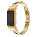 Miniatyrbild 2 av 5: X-formad watch i massivt rostfritt stål med diamanter för Fitbit Charge 2 Gold