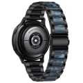 Miniatyrbilde 3 av 4: For Huawei Watch 3/3 Pro/garmin Venu 2 22 mm Universal 3-perler i rustfritt stål + klokkebånd i harpiks Black-Ink