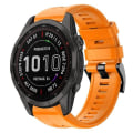 Miniatyrbilde 1 av 5: For Garmin Fenix ​​7s Sapphire Solar Metal Spenne Ensfarget Silikon Klokkebånd Orange