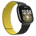 Miniatyrbild 1 av 5: För Fitbit Versa 4 / Sense 2 Universal Magnetic Silicone Watch Band Black Yellow