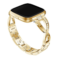 Miniatyrbild 1 av 5: X-formad watch i solid rostfritt stål med diamanter för Fitbit Versa Lite Gold