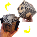 Miniatyrbilde 1 av 5: 1:1 Hellraiser Cube Puzzle Box Bevegelig Lament Terror Film Serie Puzzle Box Cube Fullt funksjonell Pinhead Prop Model Figur Leke