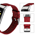 Miniatyrbild 3 av 5: För Fitbit Charge 5 Nylon Canvas Watch Band Red