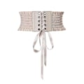 Miniatyrbillede 2 af 3: Dames Talje Bælte Stretch PU Læder Wrap Snøre Høj Talje Style Bælte Beige