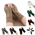 Miniatyrbillede 1 af 5: Mænd Kvinder Strikkede Fingerløse Handsker Mode Unisex Blød Vinter Varme Uld Vante Wine red