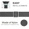 Miniatyrbillede 3 af 5: Til Garmin Fenix ​​7 Justerbar Nylon flettet Elasticity Watch Band Blue White