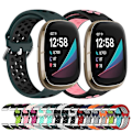 Miniatyrbild 4 av 5: För Fitbit Sense Tvåfärgat perforerat watch som andas Black-Red