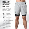 Miniatyrbillede 1 af 2: 2-i-1 løbeshorts til mænd med lynlåslommer Hurtigtørrende træningsshorts til træning i træningscenteret Black XL