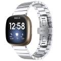 Miniatyrbillede 1 af 5: Til Fitbit Versa 3 / Sense Universal Butterfly Buckle Metal Watch Band Silver