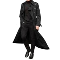 Miniatyrbilde 1 av 2: Herre Trenchcoat Dobbeltspent Krage Vindjakke Lang Jakke Yttertøy Black M