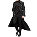 Miniatyrbillede 1 af 2: Mænd Trench Coat Dobbeltradet Lapel Windbreaker Mand Lang Jakke Overtøj Black M