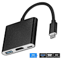 Miniatyrbild 2 av 5: Typ C Adapter, USB 3.1 Hub (usb-c Thunderbolt 3 Port-kompatibel) Till USB 3.0 HDMI Typ C hona Laddare Adapter Converter kompatibel med Macboo Black