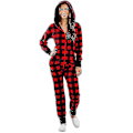 Miniatyrbilde 1 av 3: Dame Jul Onesie En-delt Glidelås Jumpsuit Hoodie Playsuit Pyjamas Xmas Nattøy Loungewear Red M