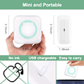 Miniatyrbillede 5 af 5: Mini Bluetooth-printer til noter, beskeder, fotos, leveres med 3 ruller farvet papir og 5 farvede penne Grøn