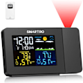 Miniatyrbild 1 av 5: SC91 Projektionsväckarklocka för Sovrum med Väderstation, Trådlös Inomhus Utomhus Termometer, Temperatur Luftfuktighet Mätare Hygrometer