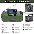 Miniatyrbilde 3 av 5: Grønn nødradio 5000mah Solar Håndsveiv Bærbar Am/fm/noaa Sos Radio Med lommelykt amp;leselampe Mobillader black 2000mah