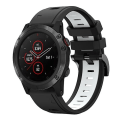 Miniatyrbilde 1 av 5: For Garmin Fenix ​​5 Plus 22 mm tofarget sportssilikonklokkerem Black-White