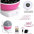 Miniatyrbilde 2 av 5: Stjernenattlys Projektorlys 4 D Pære 8 Lys Fargeendring Usb 360 Graders Dekorativ Rosa