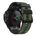 Miniatyrbilde 4 av 5: For Garmin Fenix ​​7x Vertical Stripes Tofarget silikonklokkerem Army Green Black