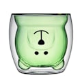 Miniatyrbillede 1 af 3: Tegneserie Bjørn Kop Dobbelt Lag Transparent Glas Kopper Kaffe Krus Par Gaver Green