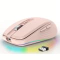2.4G dubbelläge Bluetooth 5.1 RGB trådlös mus 2400dpi rosa