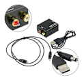 Miniatyrbild 3 av 5: Digital optisk Toslink SPDIF koaxial till analog RCA ljudkonverterare adapter med fiberkabel