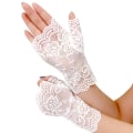 Miniatyrbillede 2 af 5: Kvinder hule handsker Bryllupsfest Bride vanter Sheer Mesh fingerløse handsker White