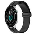 Miniatyrbillede 1 af 5: Til Garmin Forerunner 158 20 mm ensfarvet magnetisk lås silikone urrem Black