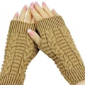 Miniatyrbillede 1 af 5: Mænd Kvinder Strikkede Fingerløse Handsker Mode Unisex Blød Vinter Varme Uld Vante Light Brown