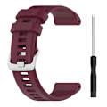 Miniatyrbilde 2 av 4: For Garmin Approach S60 22 mm ensfarget silikonklokkerem Burgundy