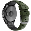 Miniatyrbillede 3 af 4: Til Garmin Fenix ​​6 To-farve Silikone Rundt Hul Quick Release Urbånd Army Green Black