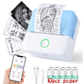 Miniatyrbillede 1 af 5: Mini Termisk Printer, Trådløs Etiketprinter med Bånd, Kompatibel med iOS og Android Blåt