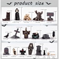 Miniatyrbild 2 av 5: 19 st Mini Figurer Skräck By Stad Tillbehör Set, Kreativa Miniatyr Skalle Huvuden Kråka Gravsten Scen Staty