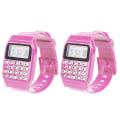 Miniatyrbilde 2 av 5: Kjepphest Barn Silikon Date Multi-purpose Kids Elektronisk Kalkulator Armbåndsur Rose red
