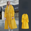 Pikkukuva 1 / 2: Naisten muoti pitkä sadetakki vedenpitävä hupullinen poncho yellow M 150-160cM