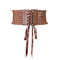 Miniatyrbild 2 av 3: Kvinnors midjeband stretch PU läder wrap spets upp hög midja stil bälte Light Brown