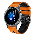 Miniatyrbilde 1 av 5: For Garmin Venu 2 22mm perforert tofarget silikonklokkerem Orange-Black