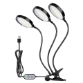 Miniatyrbilde 3 av 5: Usb Plant Grow Light 312 Leds Sunlight Full Spectrum Justerbar Desktop Clamp Dyrkingslampe for innendørs planter 5 dimbare nivåer 4/8/12t timer 3 heads