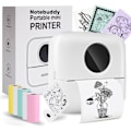 Pikkukuva 1 / 5: Kannettava musteeton taskukokoinen Bluetooth-lämpötulostin 5 rullalla paperia päiväkirjaan/DIY-leikekirjaan/matkailuun/muistiinpanoihin, valkoinen