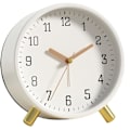 Miniatyrbild 1 av 5: Väckarklocka 4,5 tum Sängbords Analog Icke-Tickande Tyst Liten Bordsklocka Vit