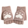 Miniatyrbilde 1 av 5: Kvinners vintervarme berøringsskjermhansker Cute Cat Claw Sensory Finger Less Mitten Khaki