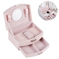 Miniatyrbillede 1 af 5: Dame Smykkeæske Pu Læder Til Ring, Ørering, Lys Pink
