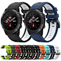 Miniatyrbilde 3 av 5: For Garmin Fenix ​​5 Plus 22 mm tofarget sportssilikonklokkerem White-Black