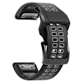 Miniatyrbillede 1 af 5: Til Garmin Fenix ​​7 26 mm Dual Row Holes Tofarvet silikoneurrem Black Grey